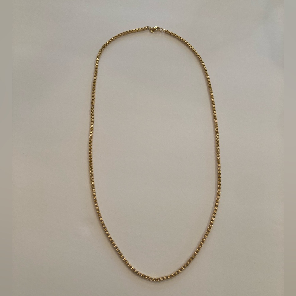 Vintage Monet Gold Tone Box Chain Necklace 27"